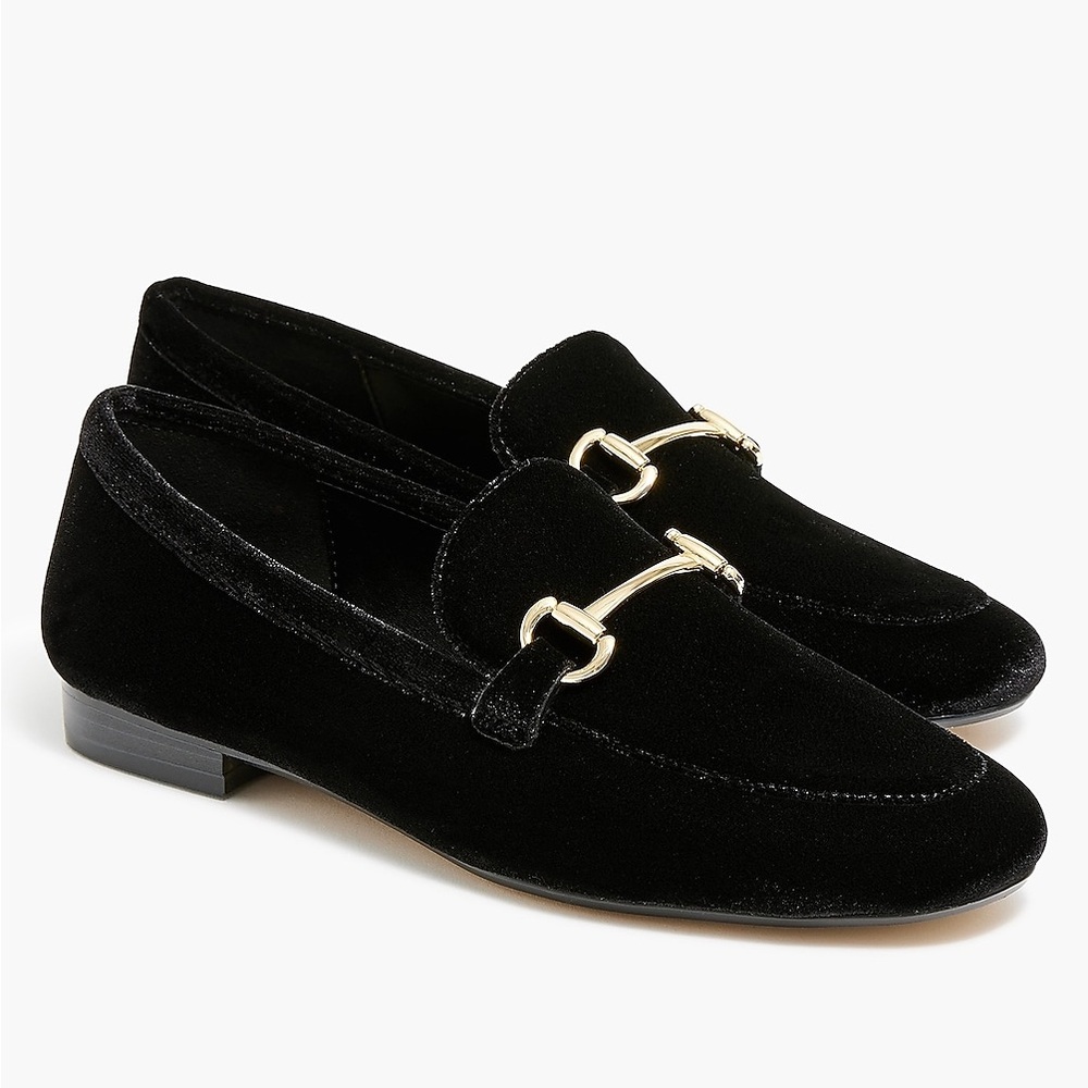 *NIB* J. Crew Velvet Bit Slip-On Loafers / Flats in Black - Picture 2 of 15